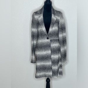 Women's Black and Gray Sweater Coat